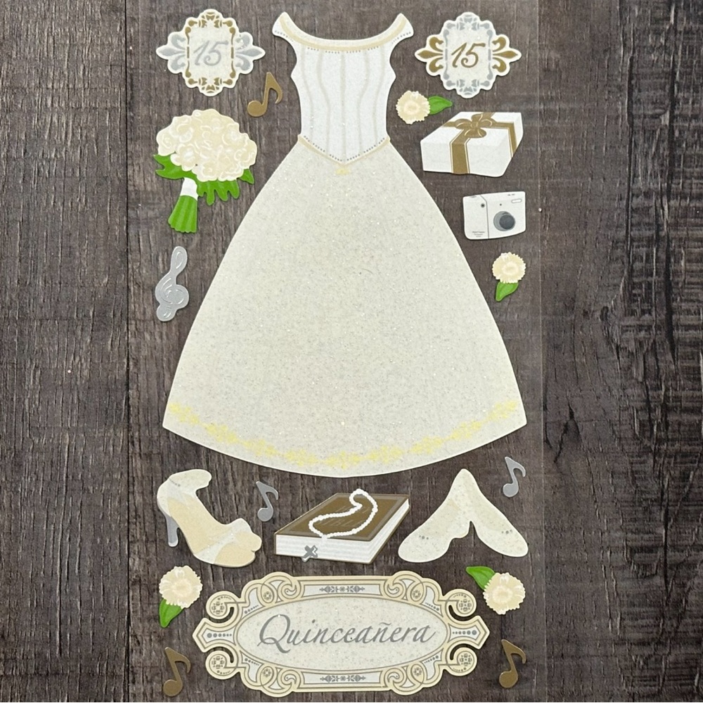 💞 New Quinceañera Glitter Scrapbook Stickers